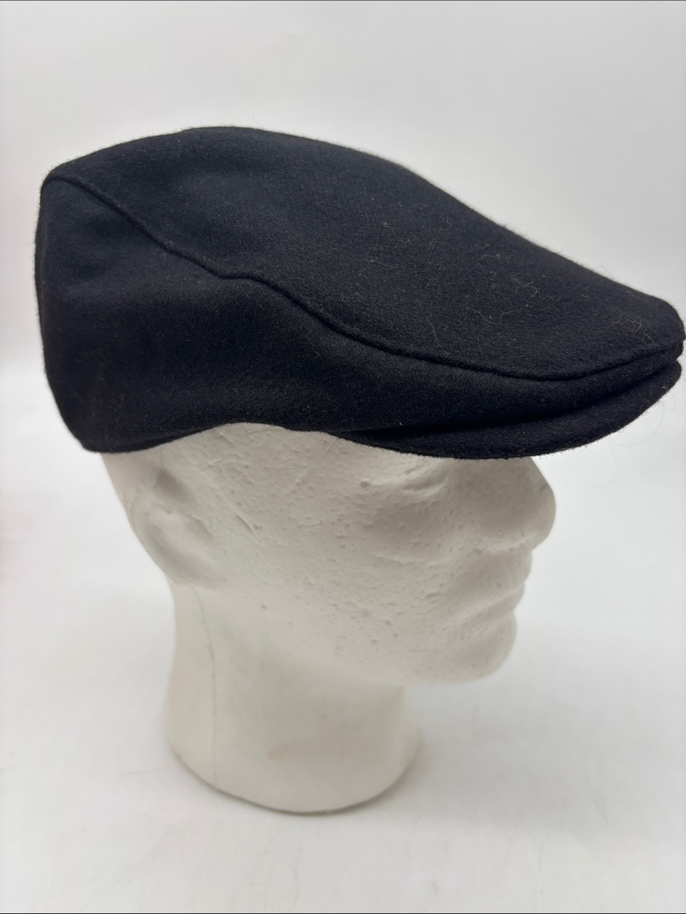 Boston Scally Men's Black Flat Cap Hat - Classic Ivy Driver Wool M/L